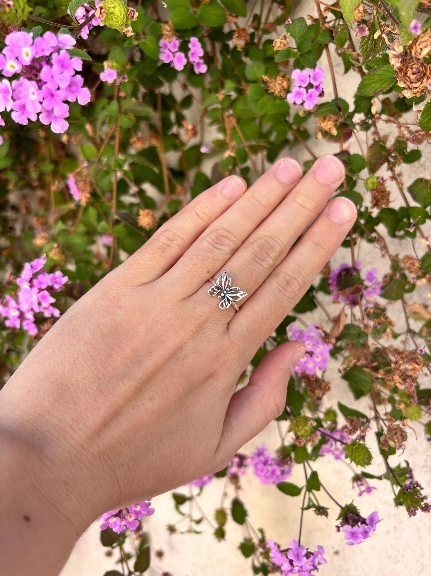 Butterfly Ring Sterling Silver, Minimalist Butterfly Jewelry, Nature Inspired Ring, Open Butterfly Band, Everyday Silver Ring