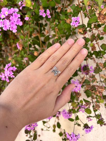 Butterfly Ring Sterling Silver, Minimalist Butterfly Jewelry, Nature Inspired Ring, Open Butterfly Band, Everyday Silver Ring