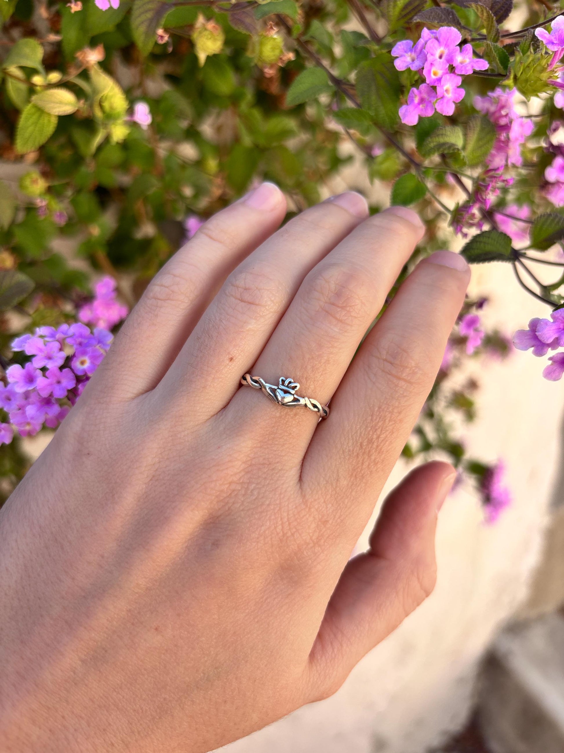 Claddagh Ring Sterling Silver, Celtic Heart Ring, Irish Love Knot Ring, Minimalist Promise Ring, Dainty 925 Silver Jewelry