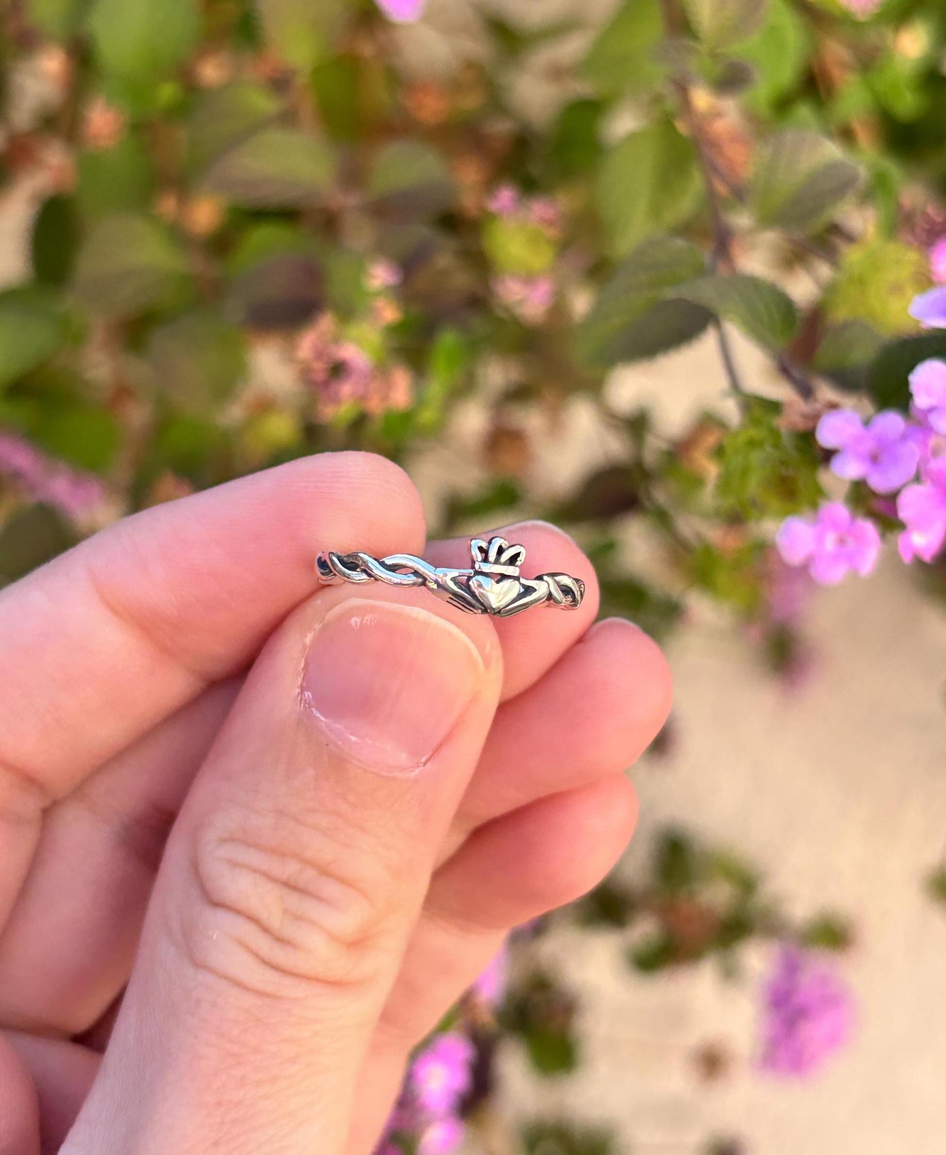Claddagh Ring Sterling Silver, Celtic Heart Ring, Irish Love Knot Ring, Minimalist Promise Ring, Dainty 925 Silver Jewelry