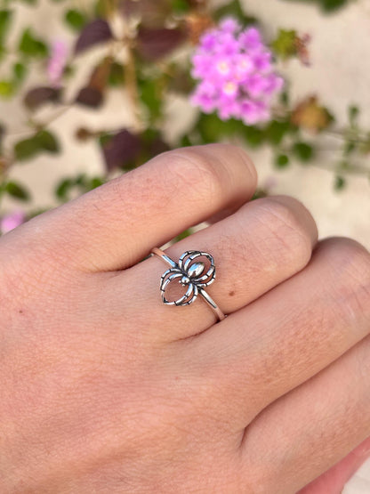 Spider Ring Sterling Silver, Tiny Spider Ring, Gothic Minimalist Ring, Oxidized 925 Silver Jewelry, Halloween Aesthetic Ring