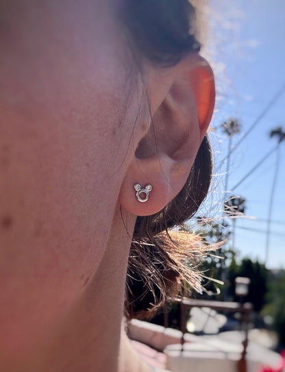 Gift for Child Mouse Stud Earrings, Hypoallergenic 925 Sterling Silver Earrings, Tiny CZ Studs for Kids, Cute Jewelry Gift for Girl