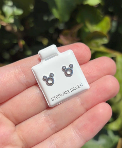 Gift for Child Mouse Stud Earrings, Hypoallergenic 925 Sterling Silver Earrings, Tiny CZ Studs for Kids, Cute Jewelry Gift for Girl