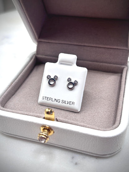 Gift for Child Mouse Stud Earrings, Hypoallergenic 925 Sterling Silver Earrings, Tiny CZ Studs for Kids, Cute Jewelry Gift for Girl