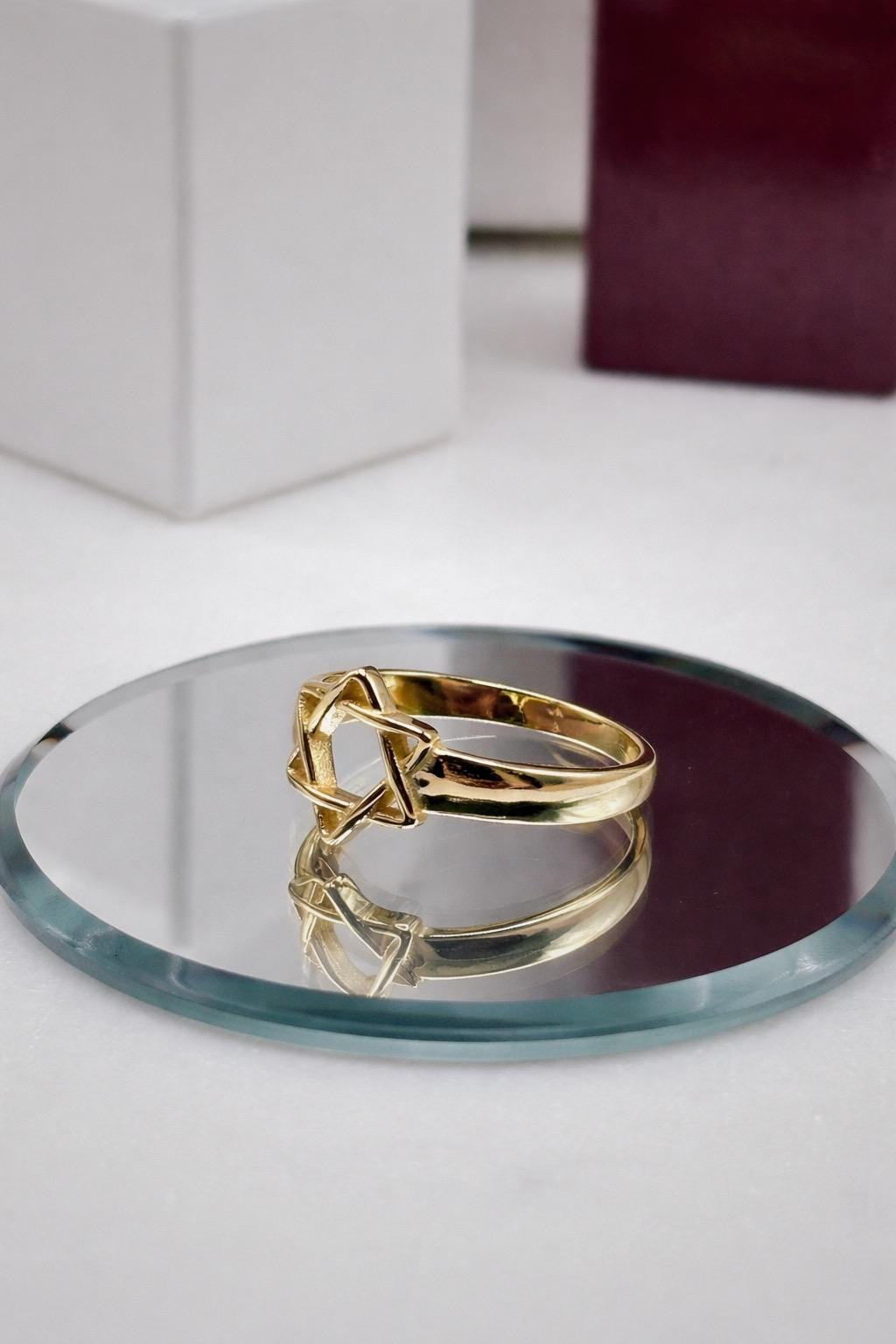 Magen David, 14k Gold Plated Star Ring, Celestial Statement Ring, Silver Plated Adjustable Ring, Minimalist Geometric Ring, Gift for Her