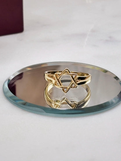 Magen David, 14k Gold Plated Star Ring, Celestial Statement Ring, Silver Plated Adjustable Ring, Minimalist Geometric Ring, Gift for Her
