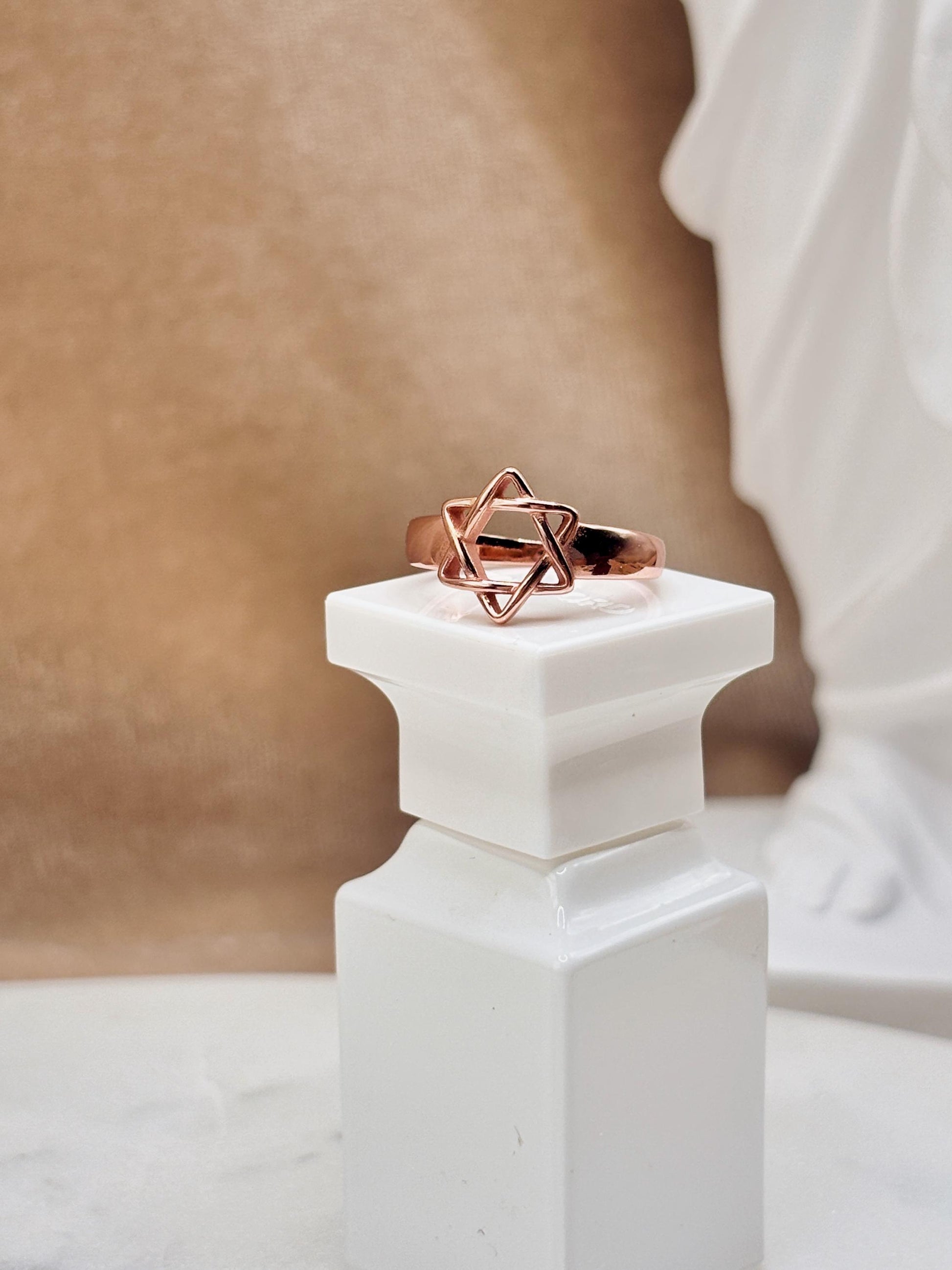 Magen David, 14k Gold Plated Star Ring, Celestial Statement Ring, Silver Plated Adjustable Ring, Minimalist Geometric Ring, Gift for Her