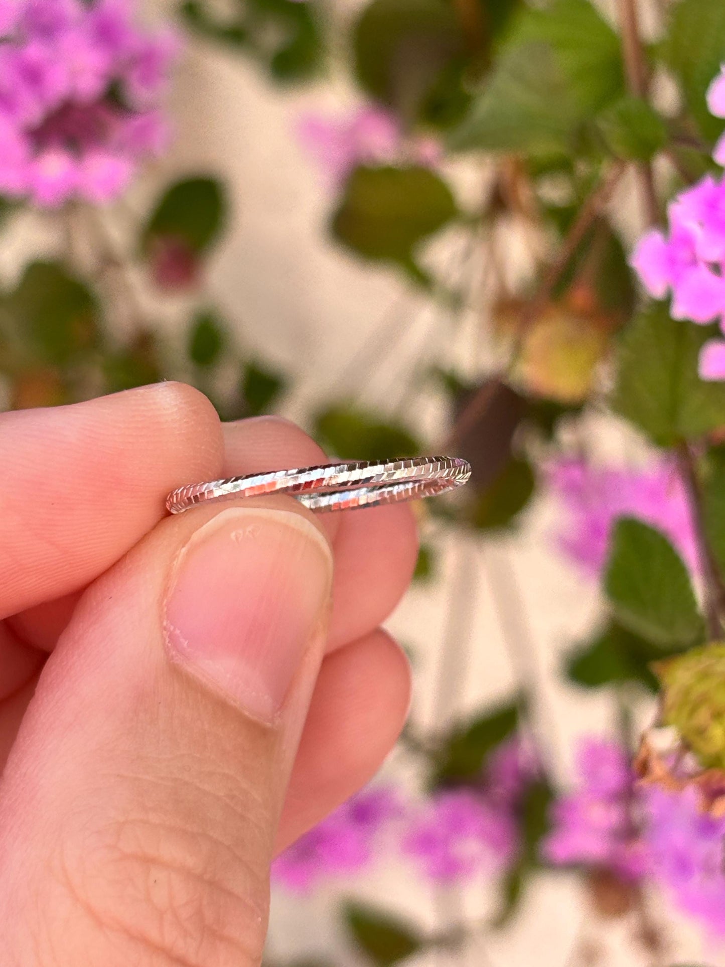 Minimalist Sterling Silver Ring, Thin Textured Stackable Band, Dainty Everyday Ring, Simple 925 Silver Ring for Women