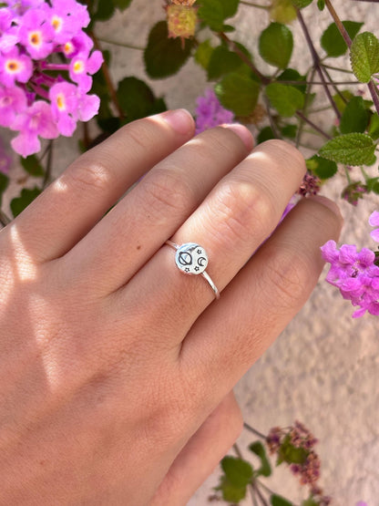 Celestial Planet Ring Sterling Silver, Moon and Stars Ring, Space Jewelry, Cosmic Minimalist Ring, Saturn Ring, Galaxy Gift