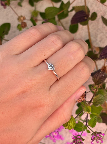 Minimalist Diamond Outline Ring, 925 Sterling Silver Ring, Tiny Diamond Shape Ring, Dainty Stacking Ring, Geometric Jewelry