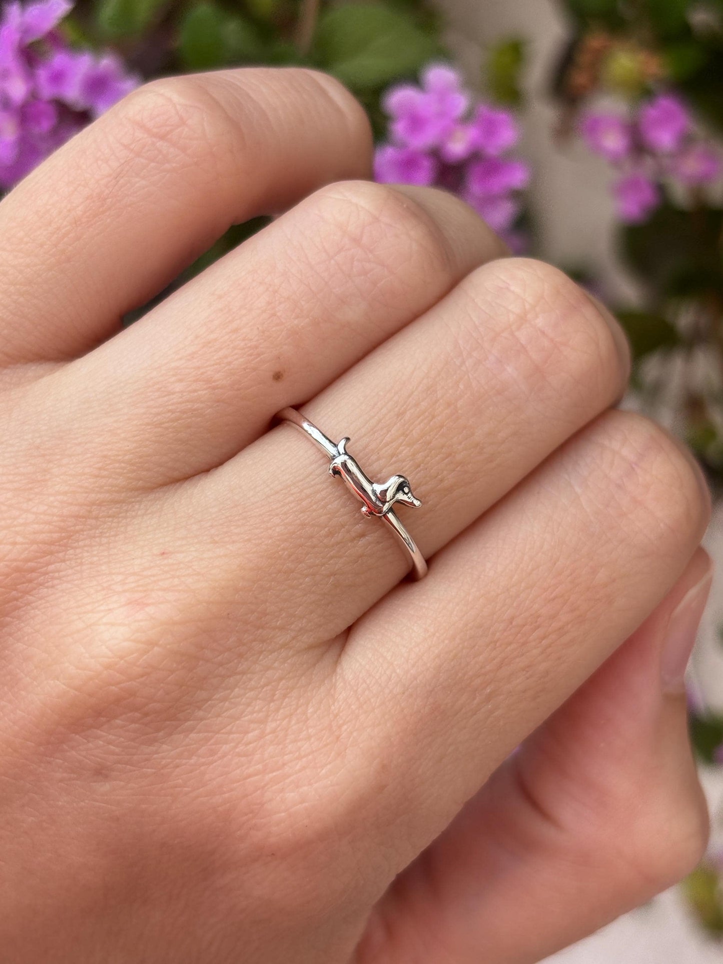 Dachshund Ring, Wiener Dog Ring, Sterling Silver Dog Lover Ring, Minimalist Pet Jewelry, Doxie Ring, Gift for Dog Mom