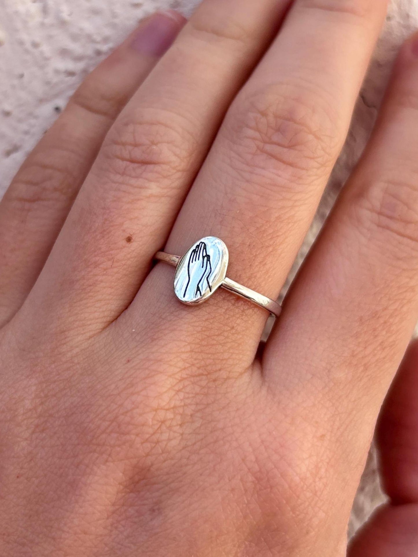 Praying Hands Ring, 925 Sterling Silver Christian Ring, Faith Inspired Jewelry, Religious Statement Ring, Prayer Ring Gift