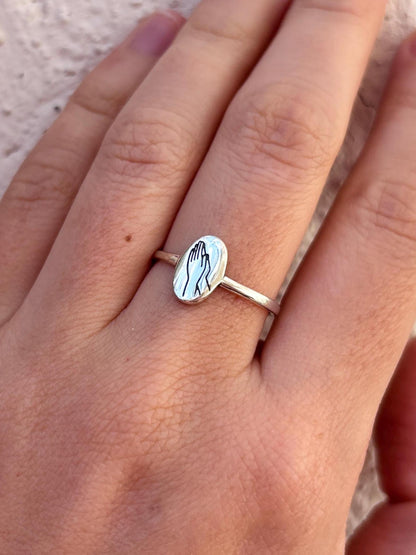 Praying Hands Ring, 925 Sterling Silver Christian Ring, Faith Inspired Jewelry, Religious Statement Ring, Prayer Ring Gift