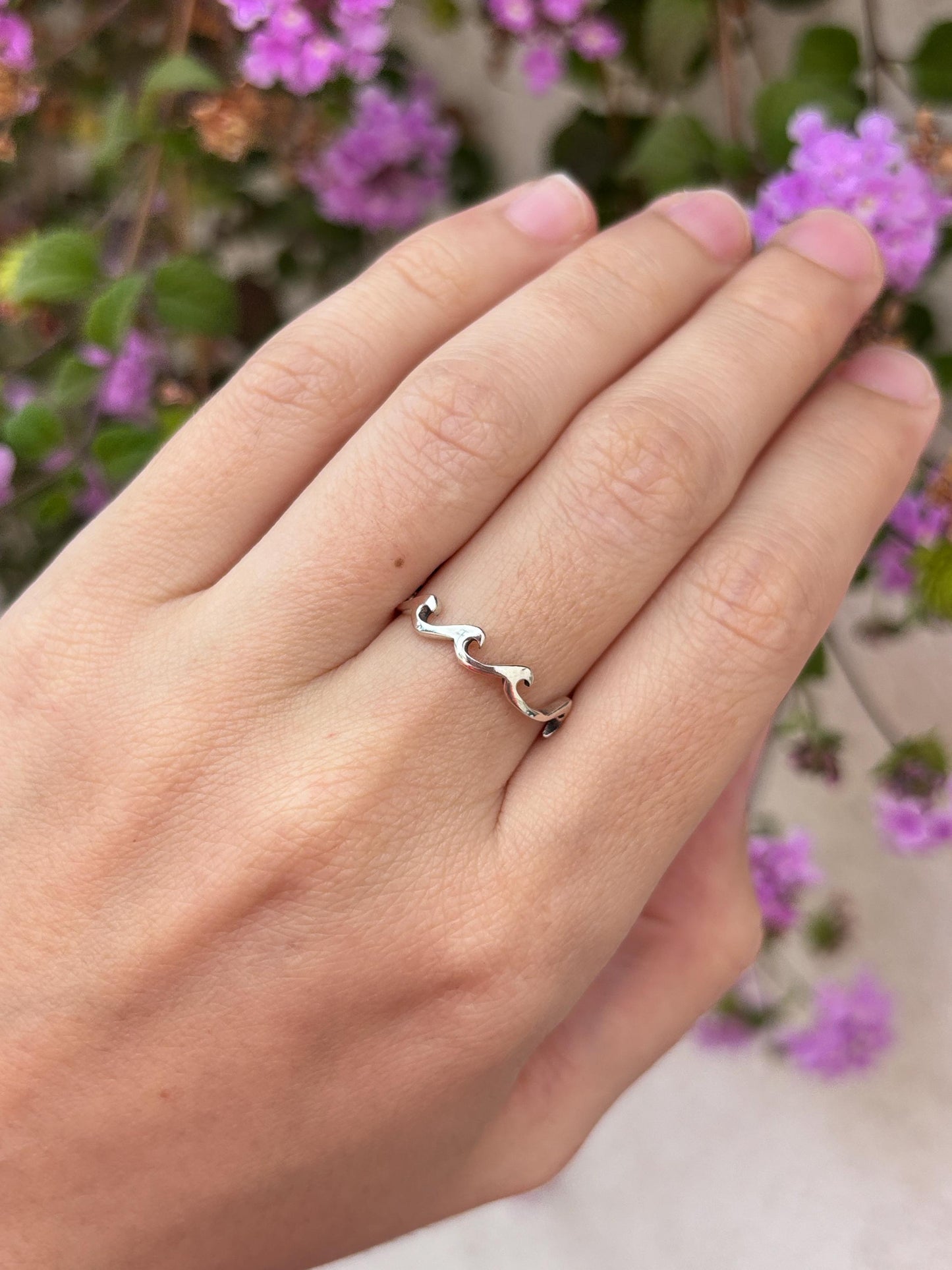 Mountain Wave Tree Ring, Nature Inspired Sterling Silver Ring, Forest Ring, Hiking Jewelry, Adventure Ring, Outdoor Lover Gift