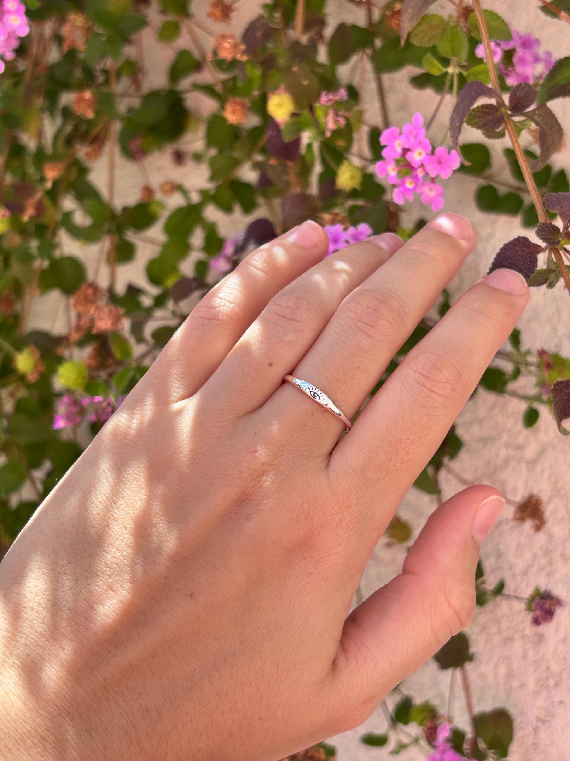 Evil Eye Ring, Sterling Silver Protection Ring, Minimalist Eye Ring, Symbolic Jewelry, Lucky Charm Ring, Spiritual Gift for Her
