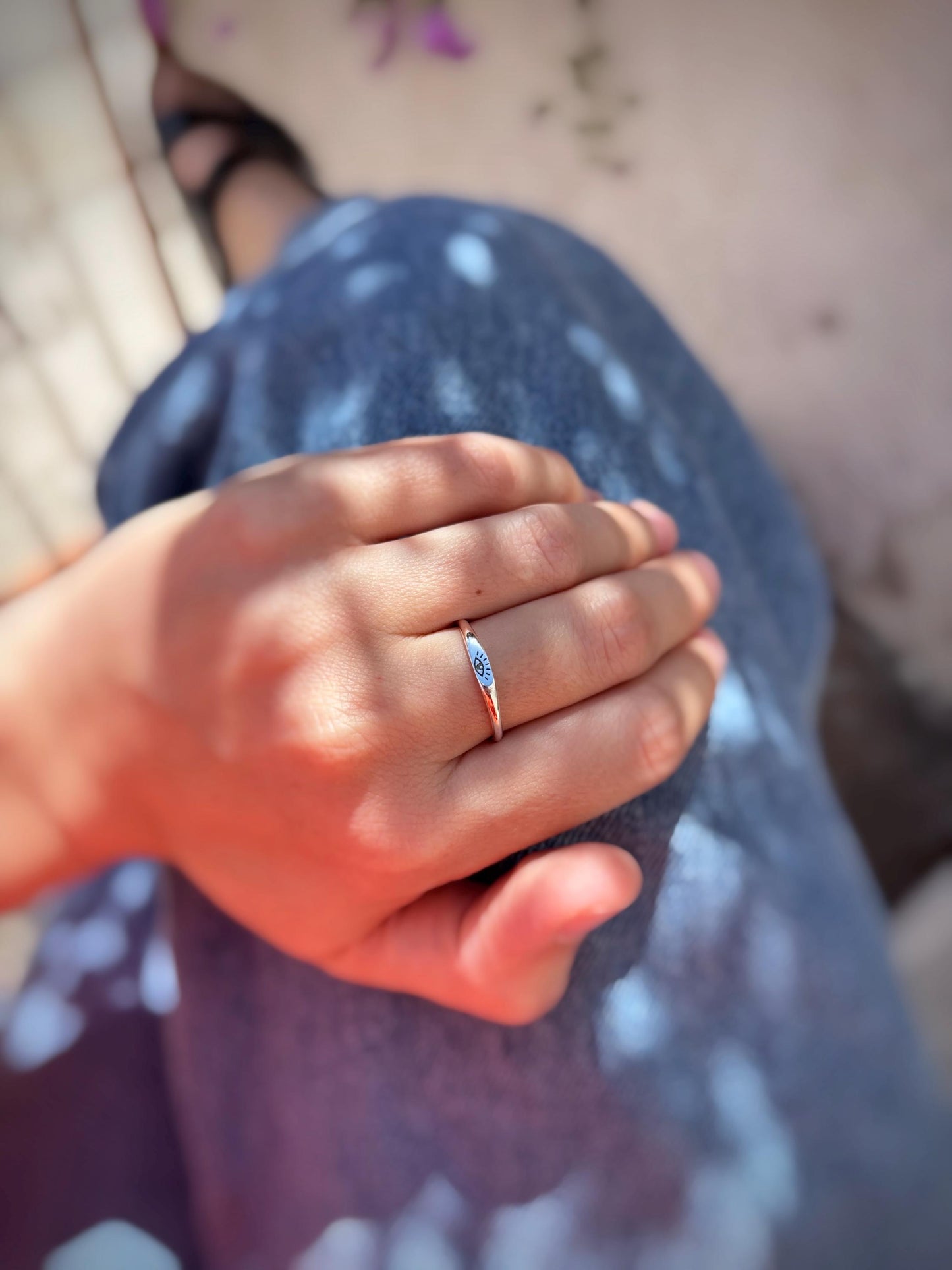 Evil Eye Ring, Sterling Silver Protection Ring, Minimalist Eye Ring, Symbolic Jewelry, Lucky Charm Ring, Spiritual Gift for Her