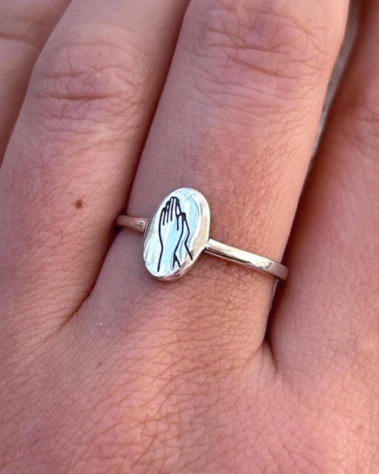 Praying Hands Ring, 925 Sterling Silver Christian Ring, Faith Inspired Jewelry, Religious Statement Ring, Prayer Ring Gift