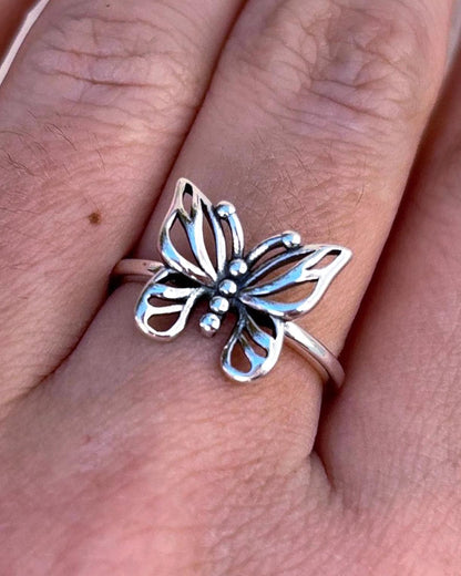 Butterfly Ring Sterling Silver, Minimalist Butterfly Jewelry, Nature Inspired Ring, Open Butterfly Band, Everyday Silver Ring