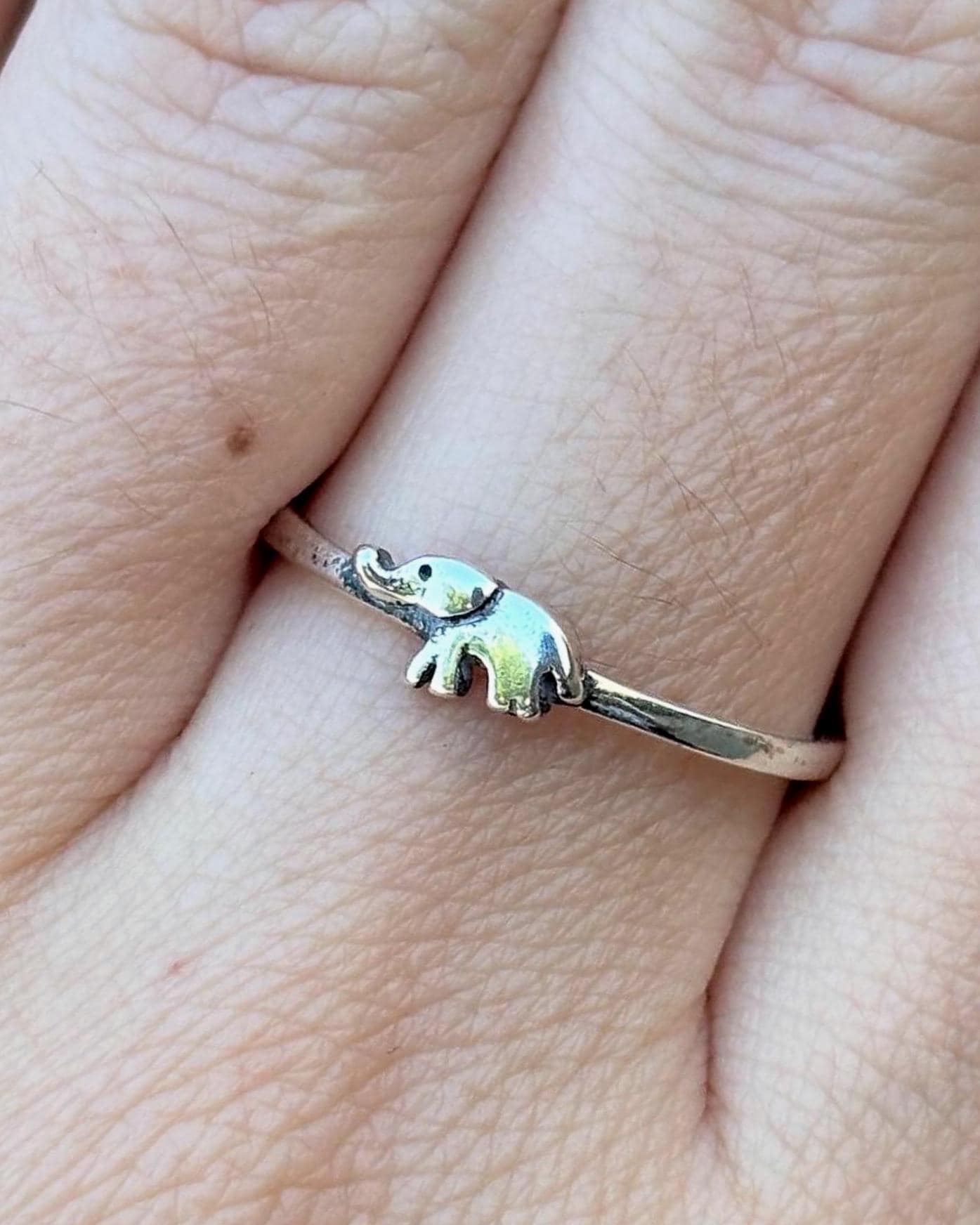 Tiny Elephant Ring 925 Sterling Silver, Dainty Animal Ring, Minimalist Elephant Jewelry, Cute Everyday Ring, Gift for Elephant Lover