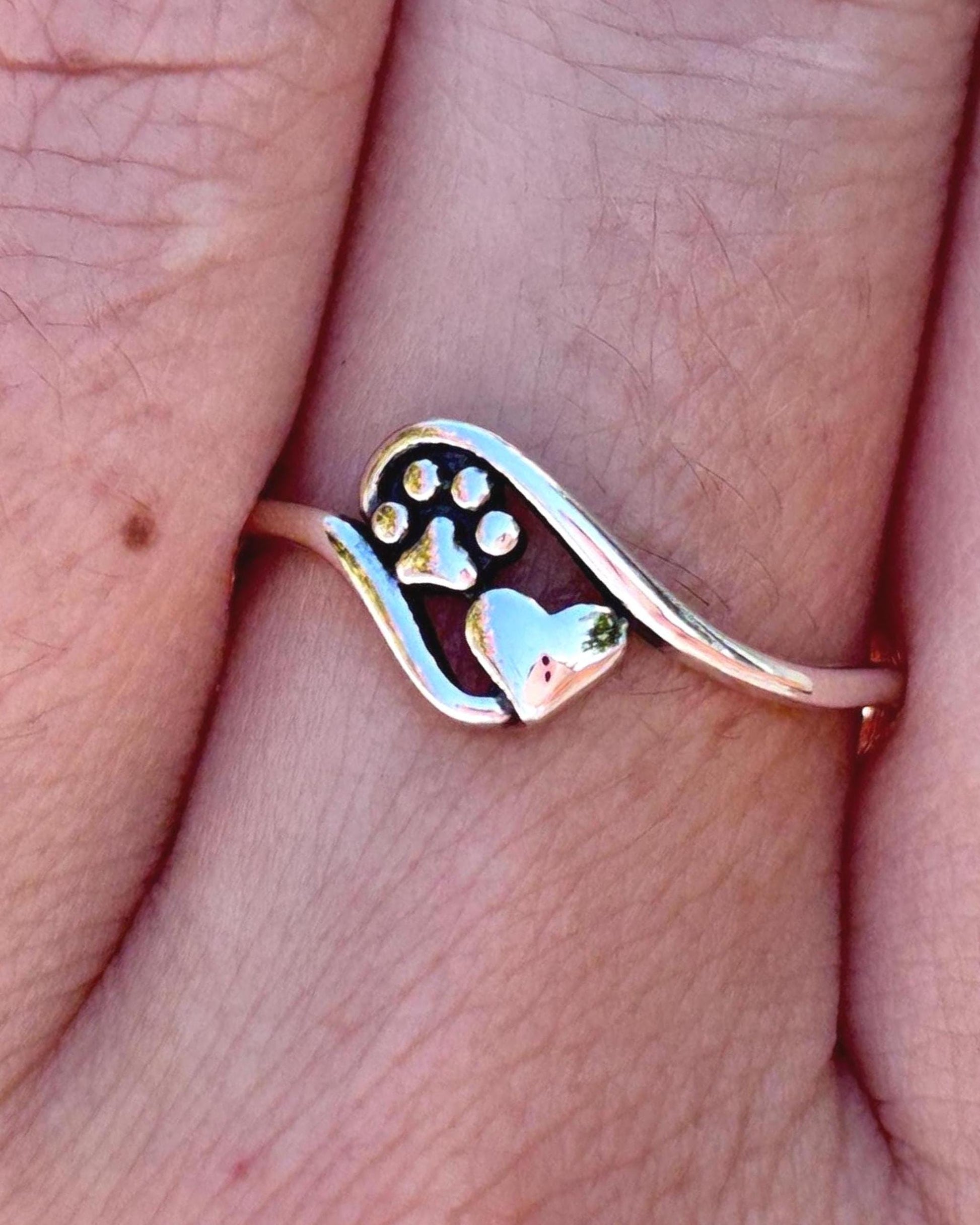 Pet Lover Jewelry, Cat Mom, Dog Mom Gift, 925 Sterling Silver Pet Ring, Dog Lover Jewelry, Cat Mom Gift, Pet Ring, Pet Memorial
