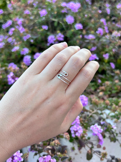 Handmade 925 Sterling Silver Safety Pin Ring, Minimalist Adjustable Open Ring, Punk Inspired Dainty Ring, Everyday Jewelry Gift for Her