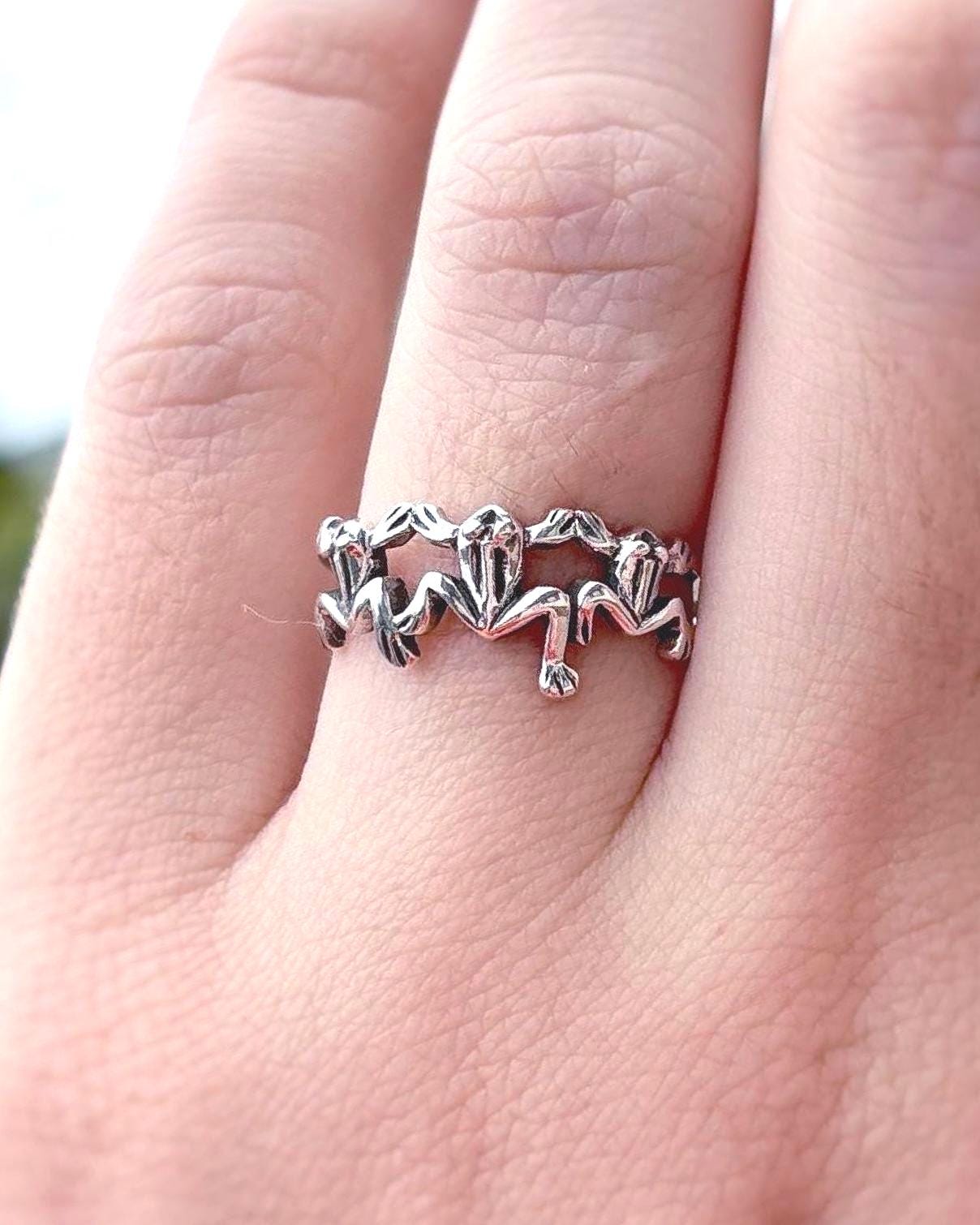 Frog Ring Sterling Silver 925, Fun Jewelry, Cute Animal Ring, Unique Statement Ring, Minimalist Nature Jewelry, Gift for Her,
