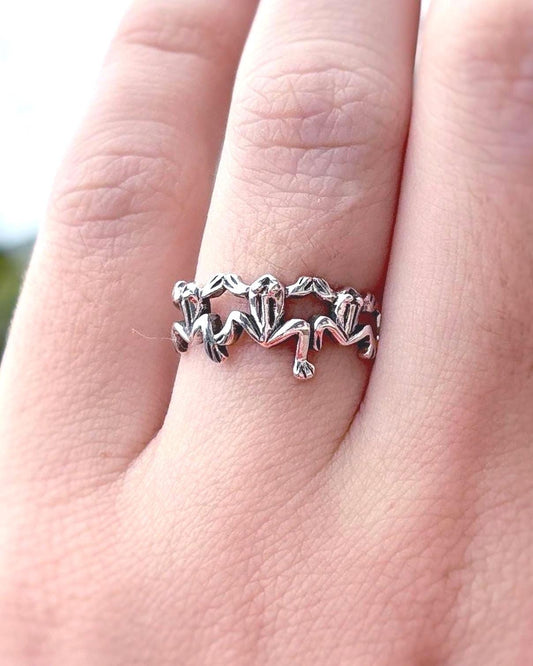 Frog Ring Sterling Silver 925, Fun Jewelry, Cute Animal Ring, Unique Statement Ring, Minimalist Nature Jewelry, Gift for Her,