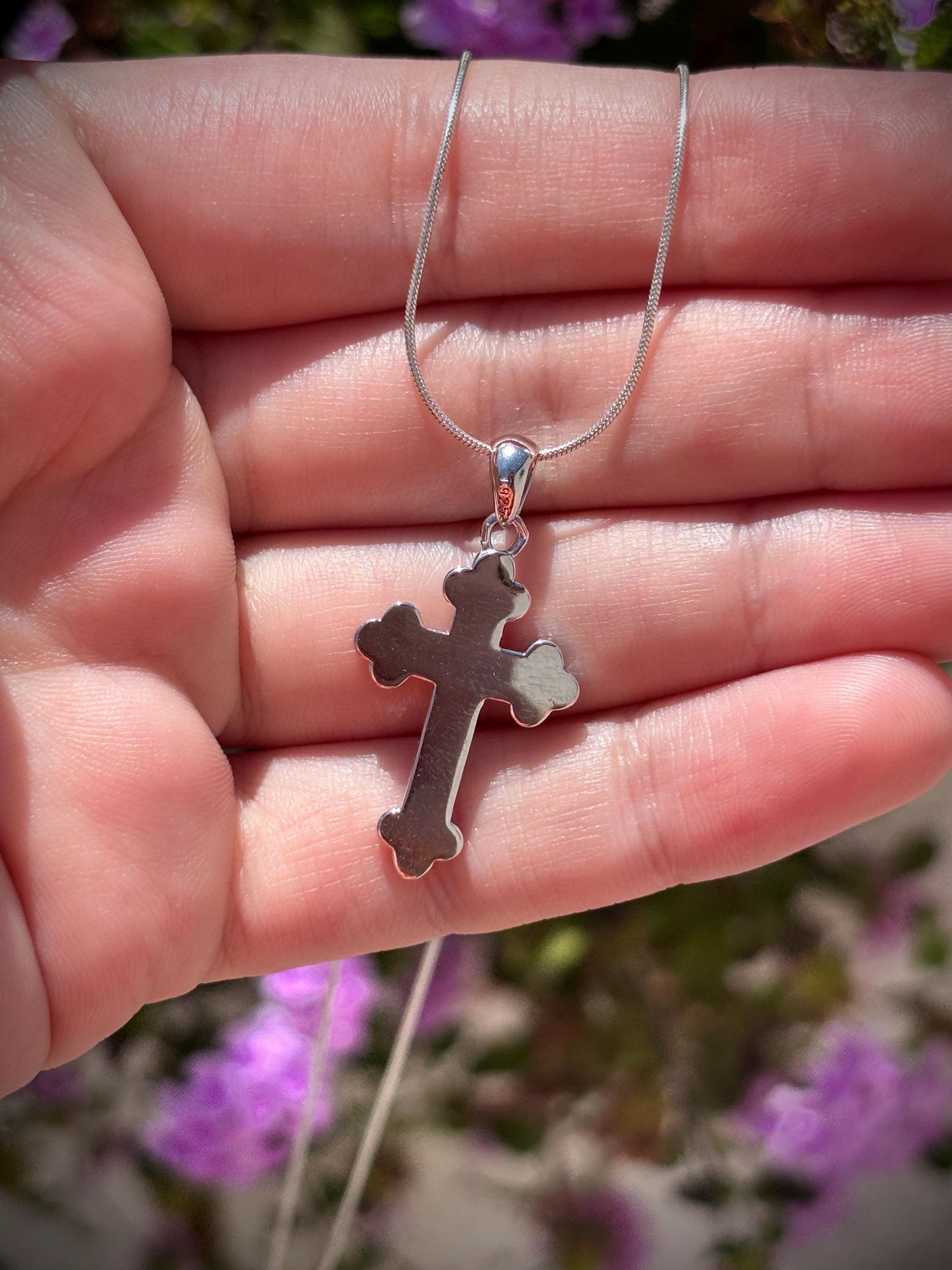 925 Sterling Silver Cross Necklace, Christian Cross Pendant, Faith Necklace, Snake Chain, Religious Jewelry Gift