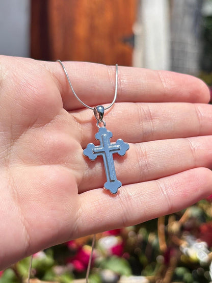 925 Sterling Silver Cross Necklace, Christian Cross Pendant, Faith Necklace, Snake Chain, Religious Jewelry Gift
