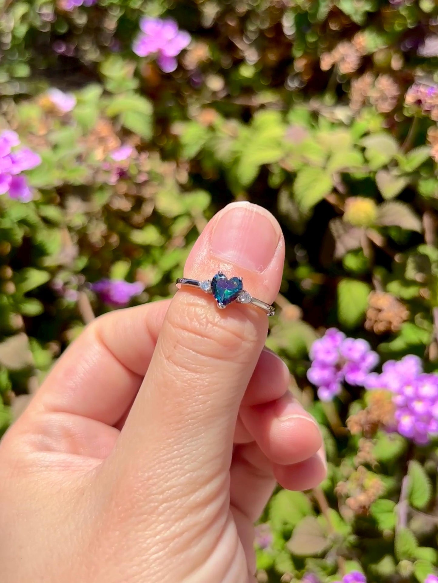 Rainbow Mystic Topaz Heart Ring, 925 Sterling Silver Promise Ring, Color Changing Heart Ring, Dainty Rainbow Stone Ring, Gift for Her