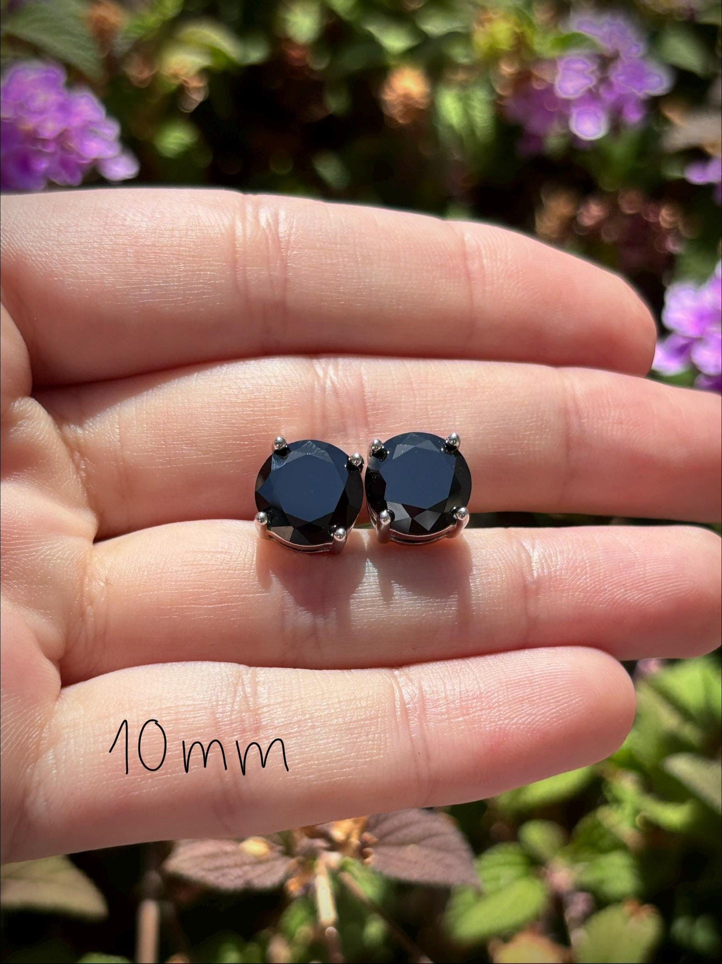 Black Onyx CZ Stud Earrings, 925 Sterling Silver Earrings, Black Gemstone Studs, Hypoallergenic Minimal Earrings, Everyday Jewelry Gift