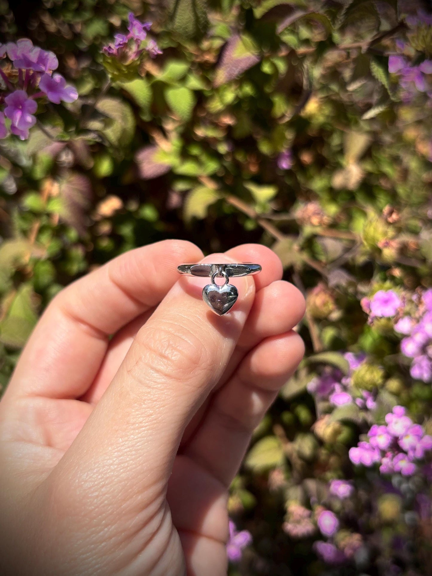 925 Sterling Silver Heart Charm Ring, Handmade Dainty Heart Ring, Minimalist Love Ring, Cute Gift for Her, Everyday Jewelry