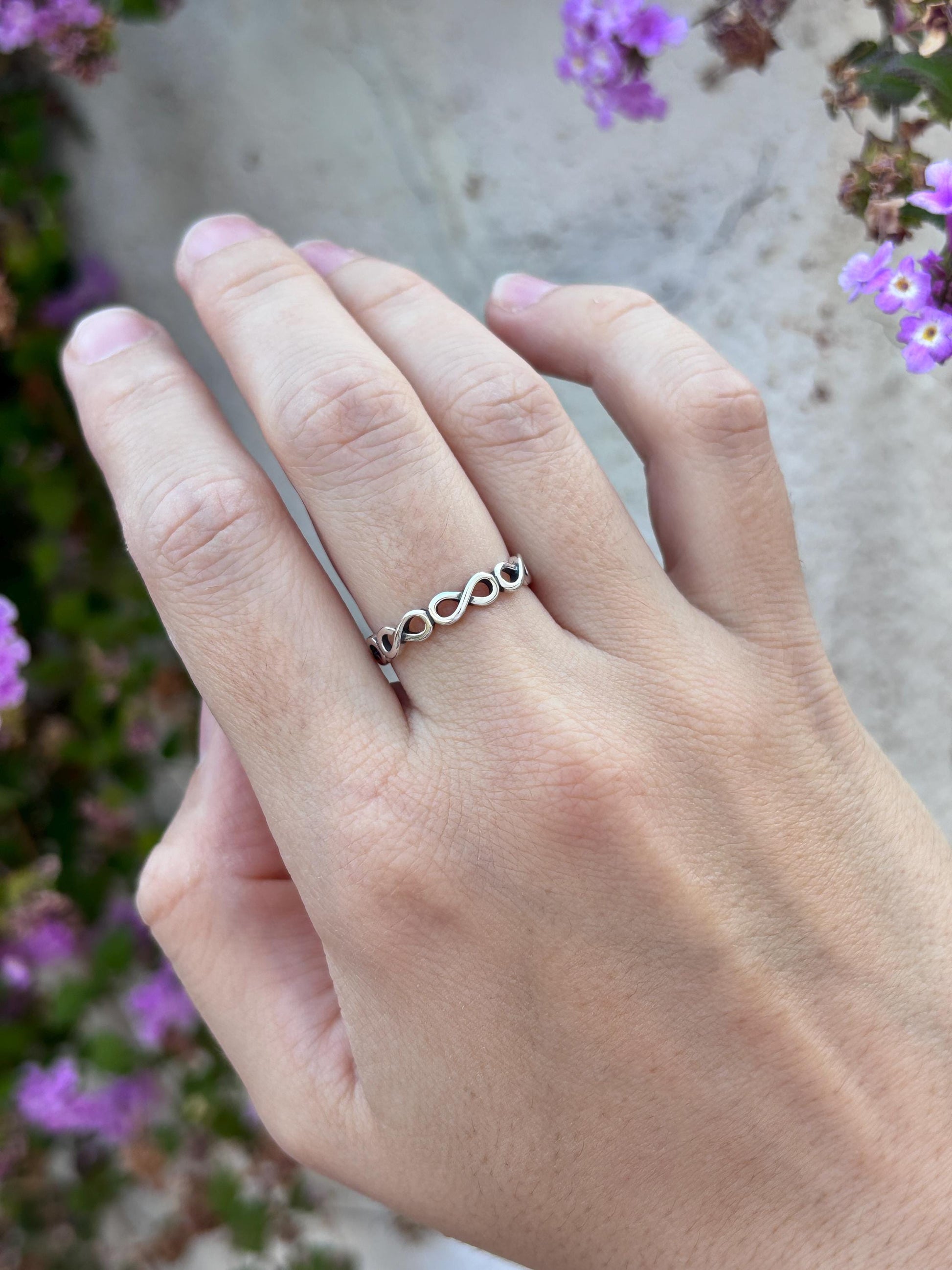 Infinity Ring 925 Sterling Silver, Minimalist Infinity Band, Handmade Promise Ring, Dainty Stackable Ring, Symbolic Love Jewelry