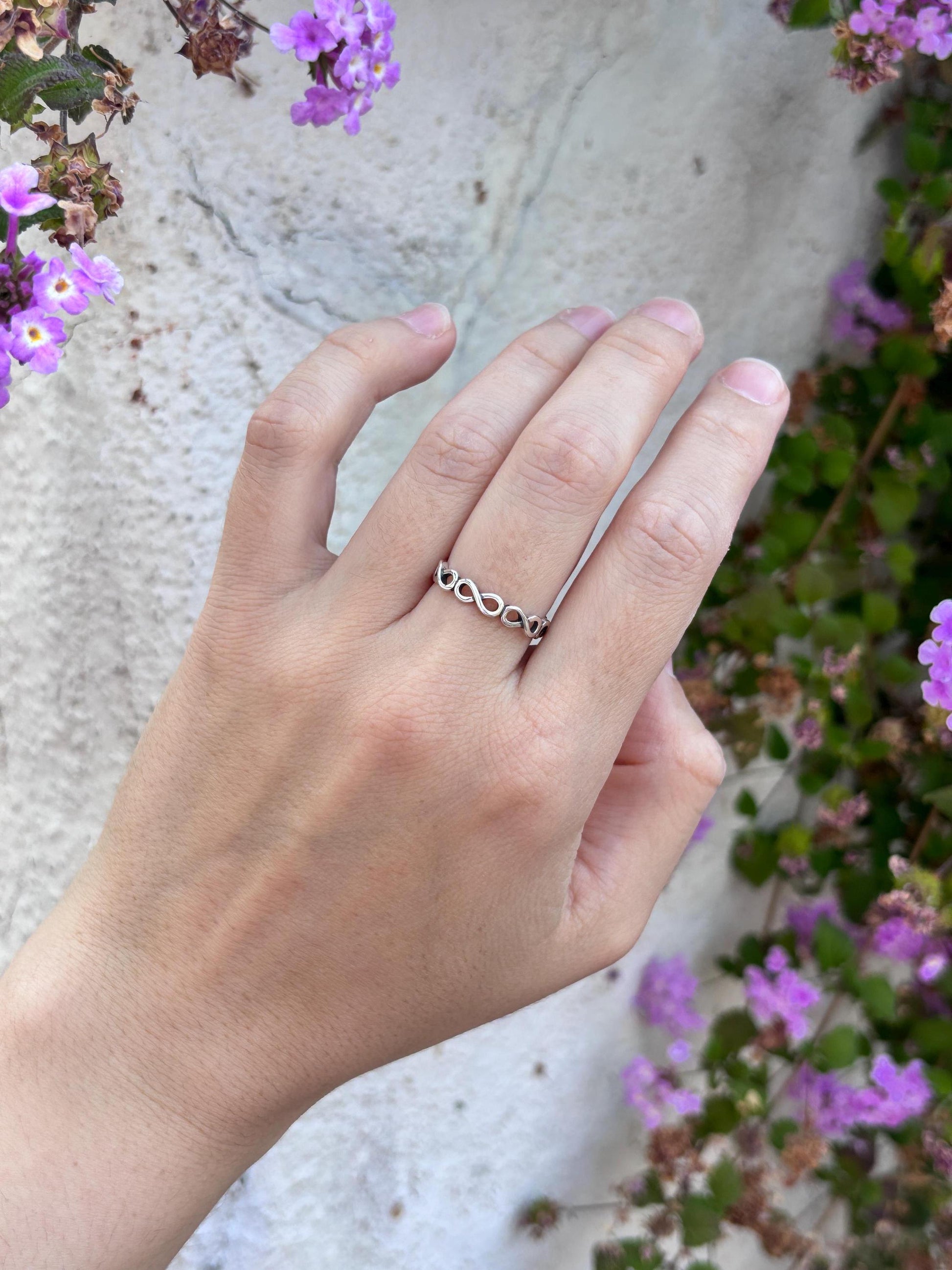 Infinity Ring 925 Sterling Silver, Minimalist Infinity Band, Handmade Promise Ring, Dainty Stackable Ring, Symbolic Love Jewelry