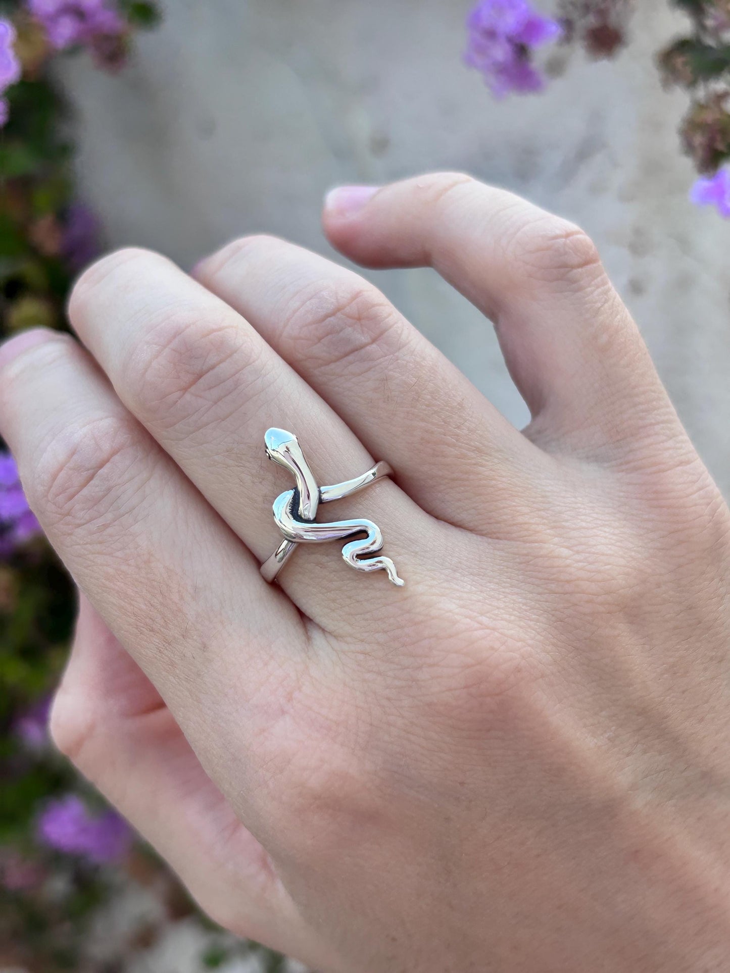 Sterling Silver Snake Ring, Serpent Ring, Snake Jewelry, Minimalist Snake Ring, Adjustable Silver Ring, Gothic Ring, Symbolic Jewelry