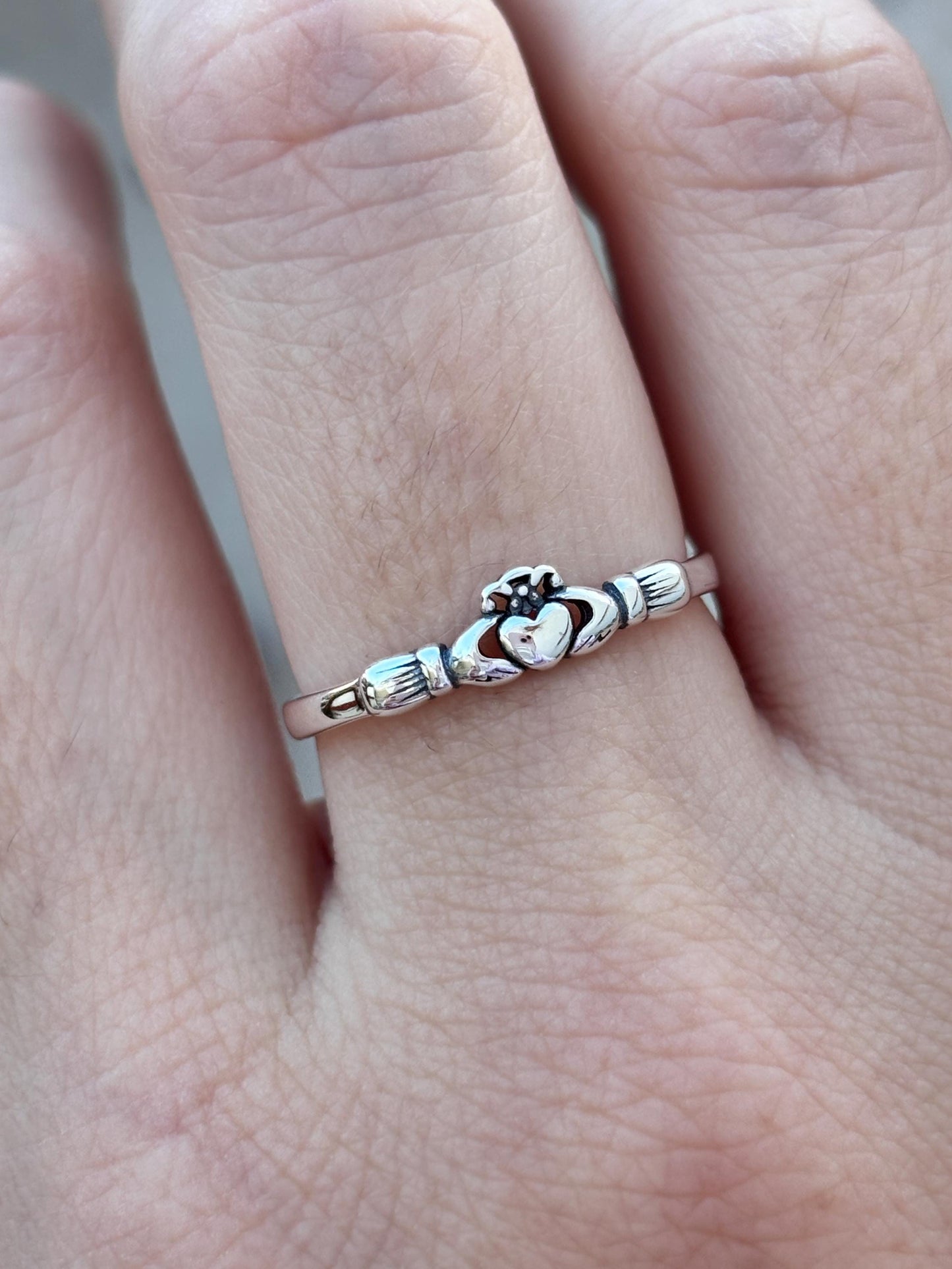 Sterling Silver Claddagh Ring, Irish Promise Ring, Celtic Love Ring, Friendship Ring, Heart Hands Crown Ring, Gift for Her