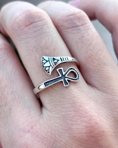 Sterling Silver Ankh Ring, Egyptian Cross Ring, Ankh Symbol Jewelry, Ancient Egypt Ring, Spiritual Protection Ring, 925 Silver Gift