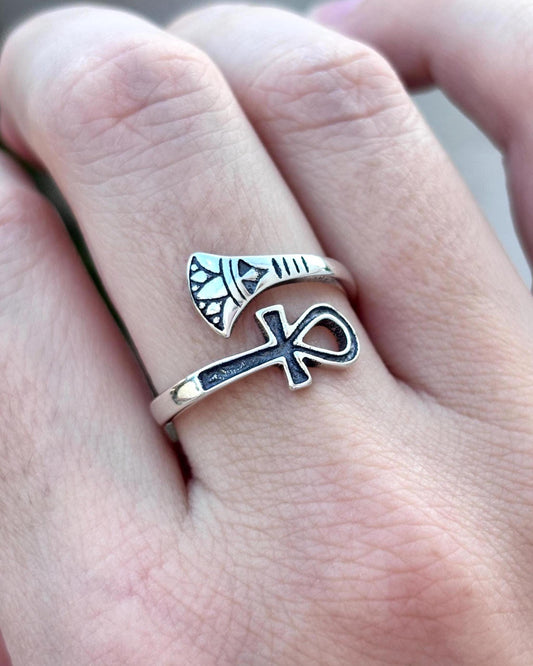 Sterling Silver Ankh Ring, Egyptian Cross Ring, Ankh Symbol Jewelry, Ancient Egypt Ring, Spiritual Protection Ring, 925 Silver Gift
