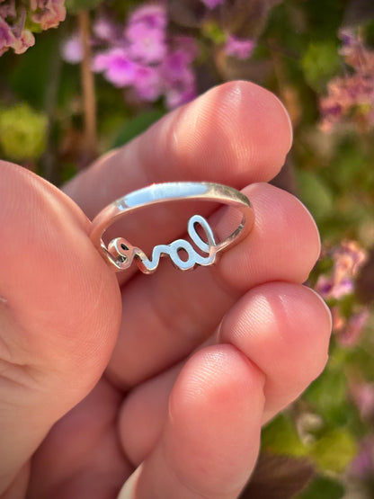 925 Sterling Silver Love Ring, Handmade Minimalist Script Ring, Cute Romantic Promise Ring, Everyday Jewelry Gift for Her