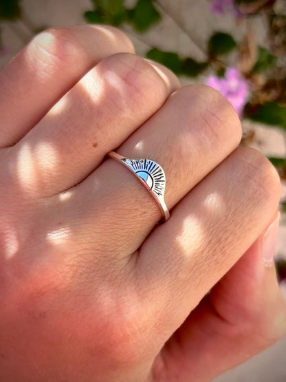 Sunburst Signet Ring 925 Sterling Silver, Minimalist Sunrise Ring, Celestial Jewelry, Handmade Everyday Ring, Boho Sun Silver Ring