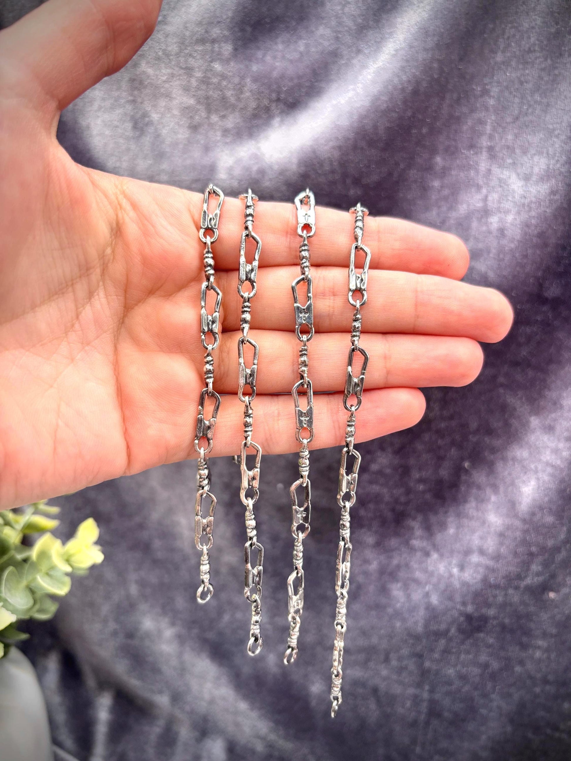 925 Sterling Silver Fisherman Chain, Fishers of Men Jewelry, Christian Chain Jewelry, Symbolic Faith Chain, Vintage Handmade Religious Chain
