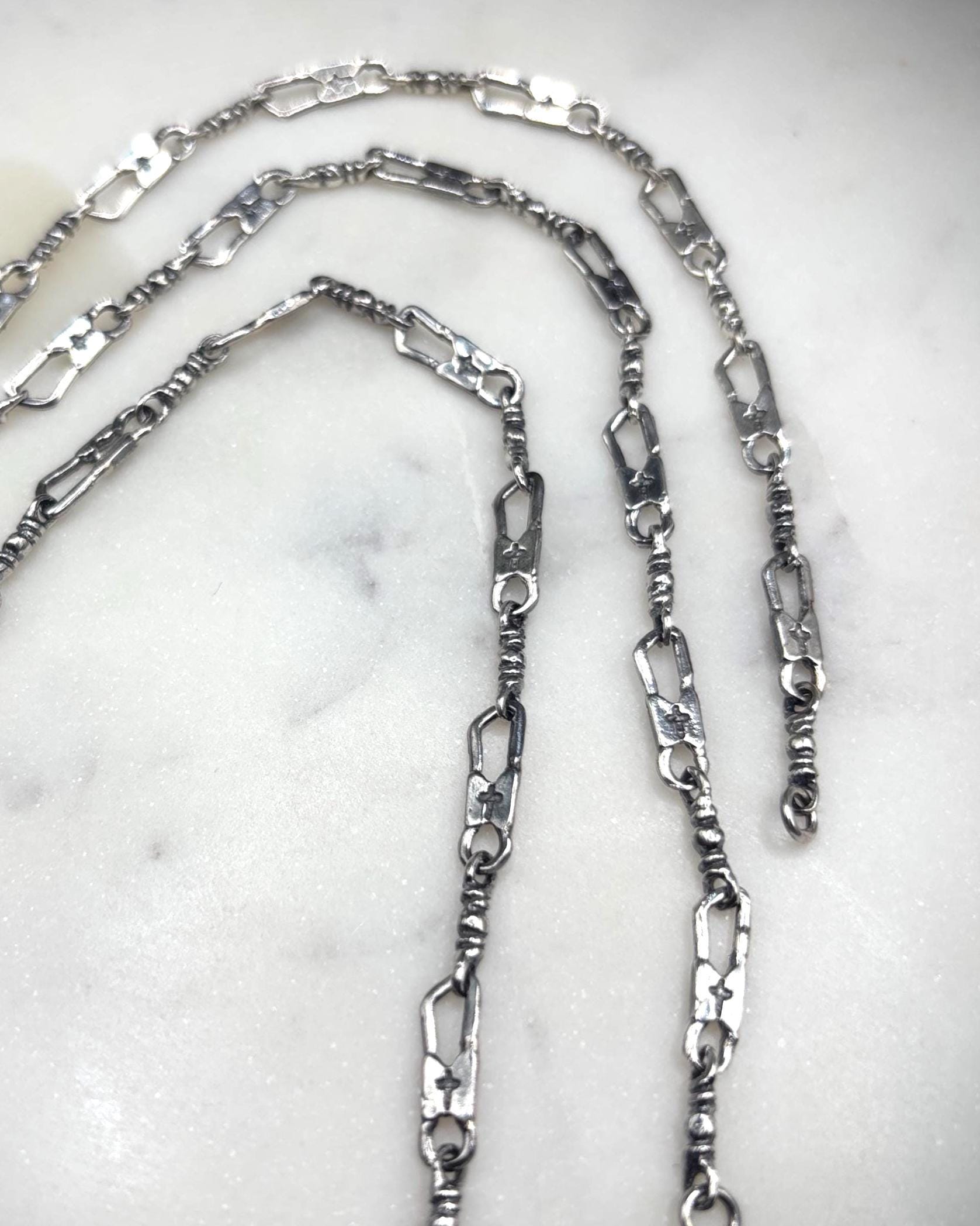 925 Sterling Silver Fisherman Chain, Fishers of Men Jewelry, Christian Chain Jewelry, Symbolic Faith Chain, Vintage Handmade Religious Chain