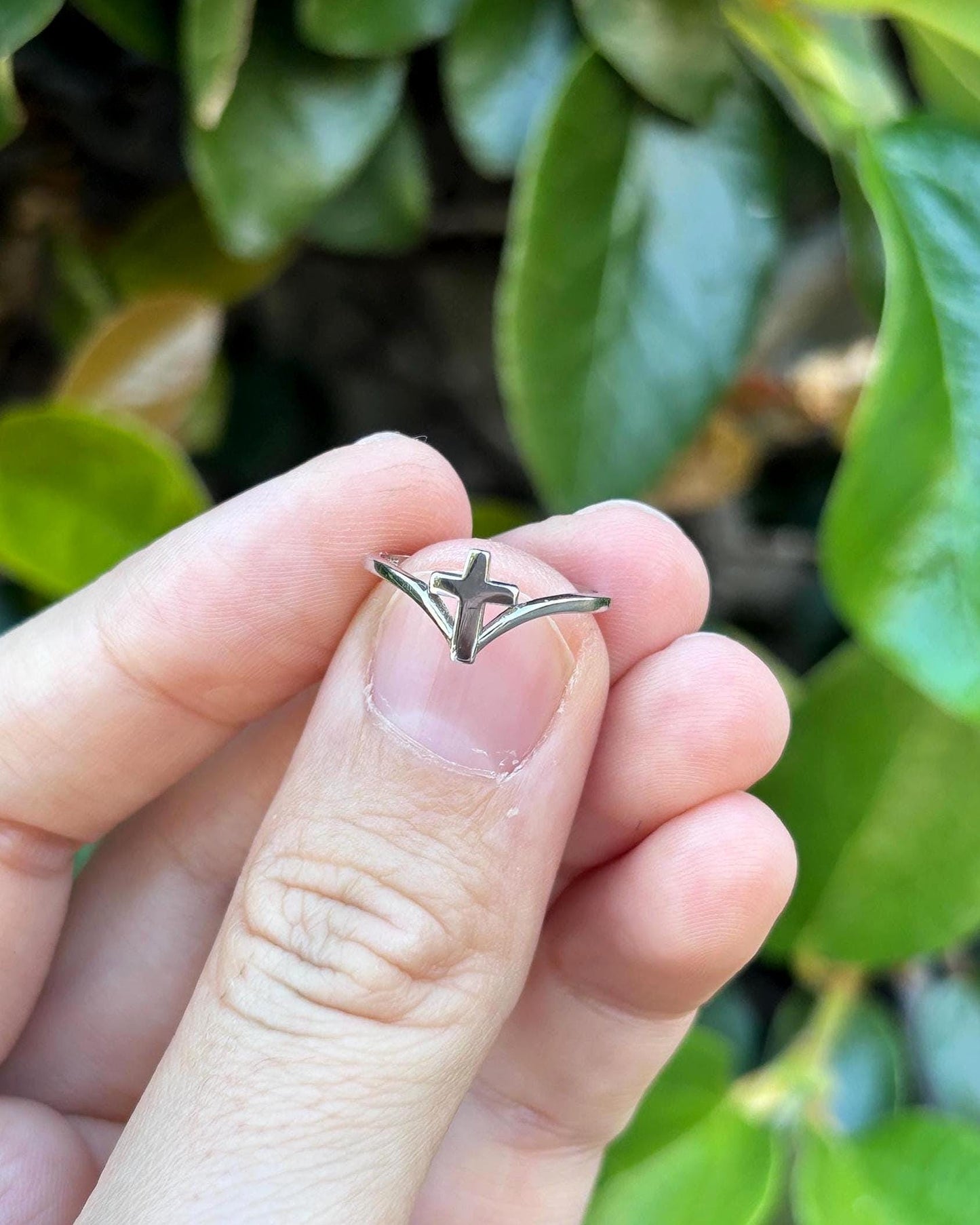 Cross Ring 925 Sterling Silver, Minimalist Christian Ring, Dainty Faith Ring, Religious Jewelry Gift for Her, Everyday Silver Ring