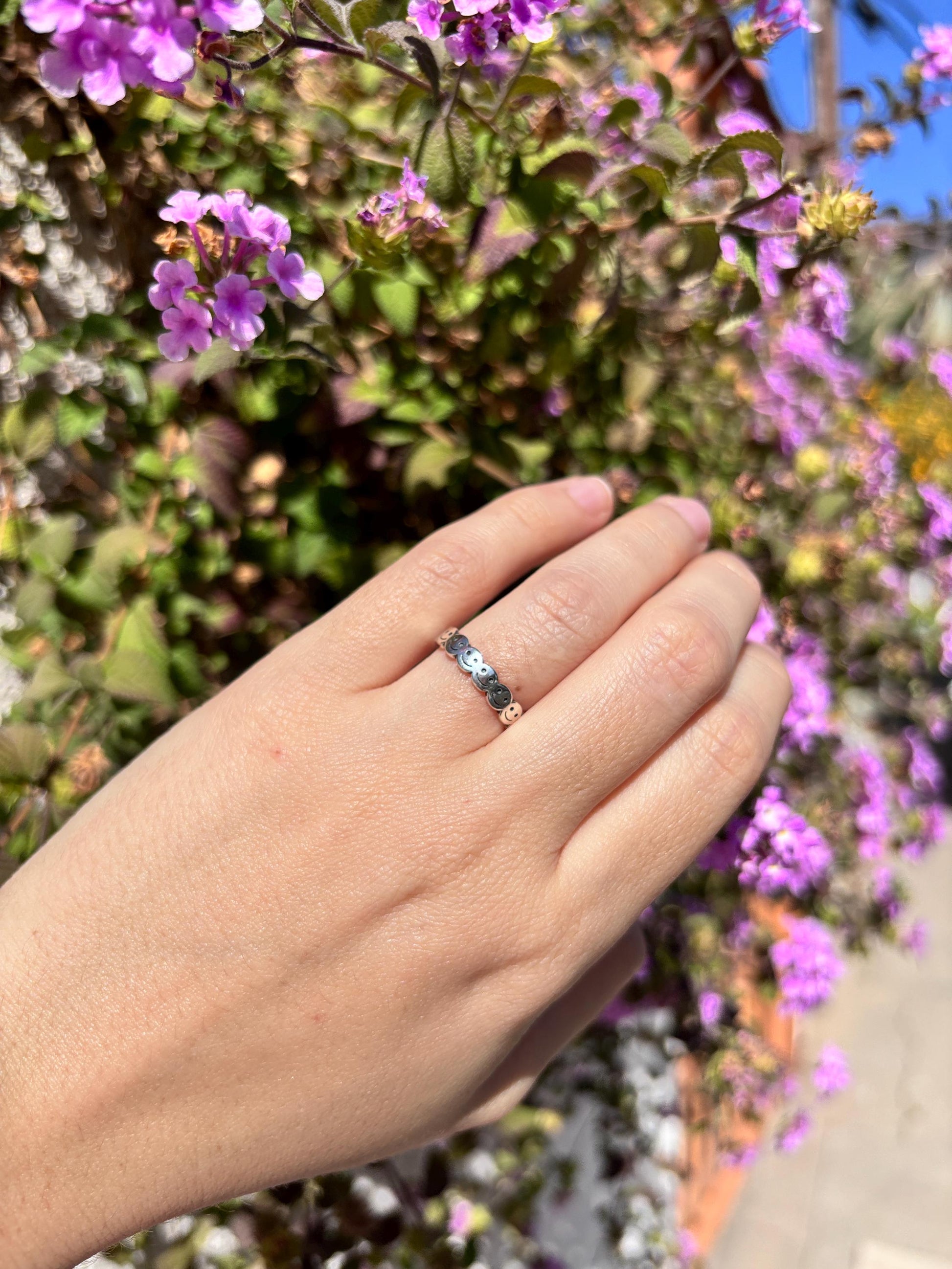 Smiley Face Ring 925 Sterling Silver, Happy Face Band Ring, Y2K Emoji Ring, Cute Stacking Ring, Trendy Silver Smile Jewelry