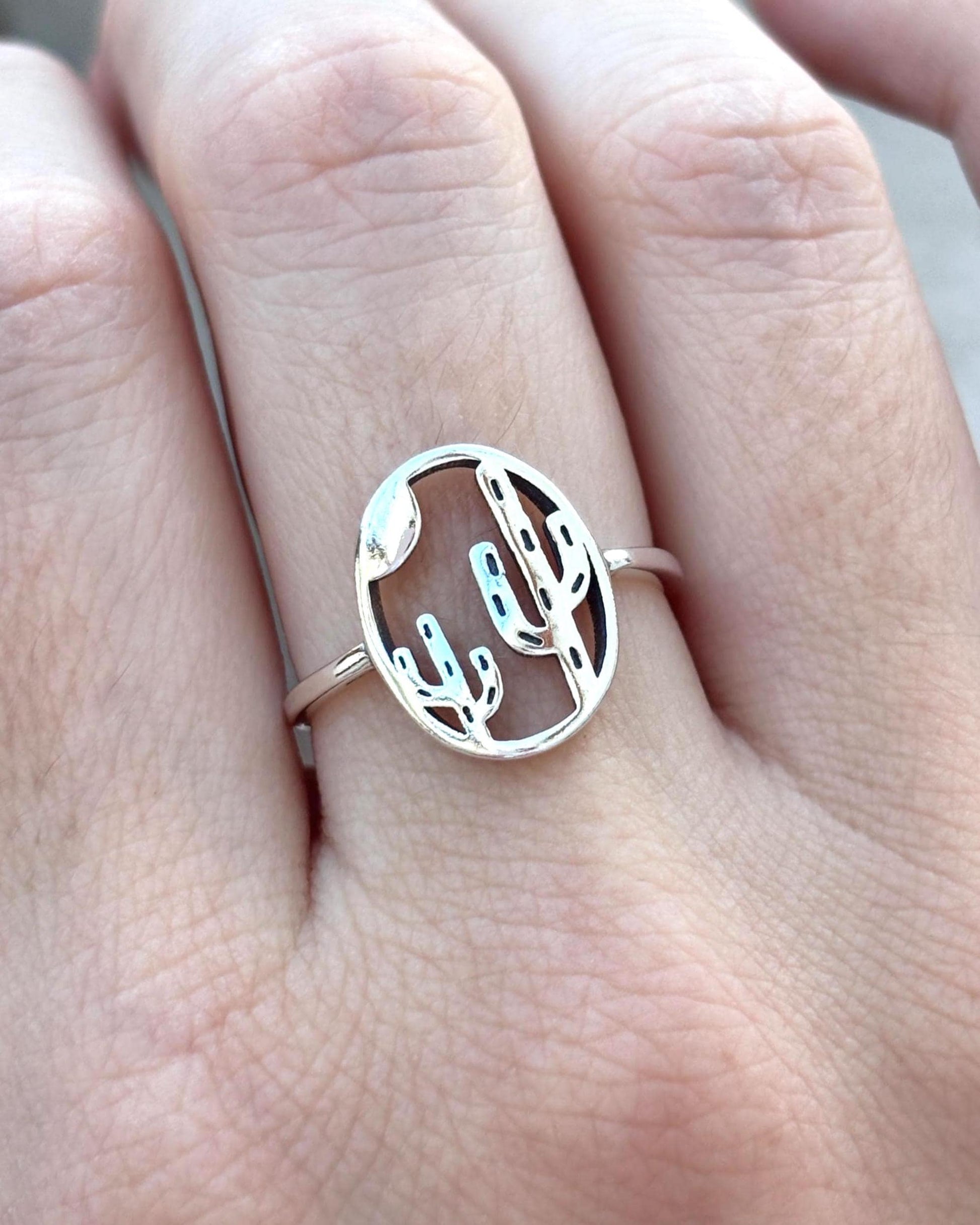 Cactus Ring, Sterling Silver Desert Ring, Southwest Jewelry, Arizona Cactus Ring, Nature Inspired Ring, Minimalist Silver Ring, Gift for Her