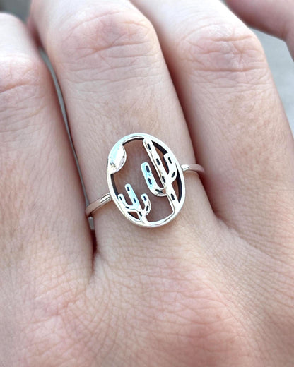 Cactus Ring, Sterling Silver Desert Ring, Southwest Jewelry, Arizona Cactus Ring, Nature Inspired Ring, Minimalist Silver Ring, Gift for Her