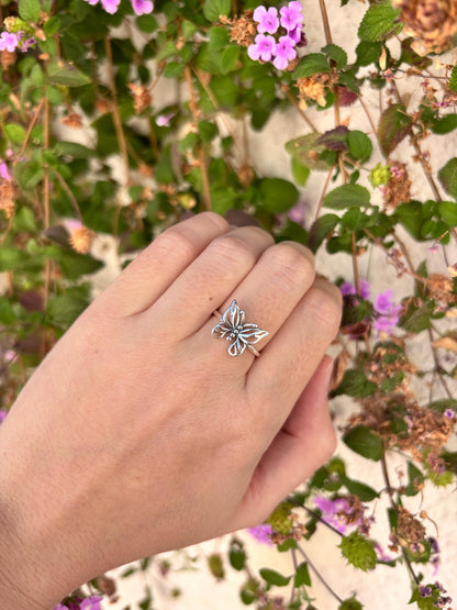Butterfly Ring Sterling Silver, Minimalist Butterfly Jewelry, Nature Inspired Ring, Open Butterfly Band, Everyday Silver Ring