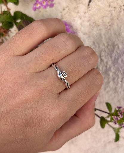Claddagh Ring Sterling Silver, Celtic Heart Ring, Irish Love Knot Ring, Minimalist Promise Ring, Dainty 925 Silver Jewelry