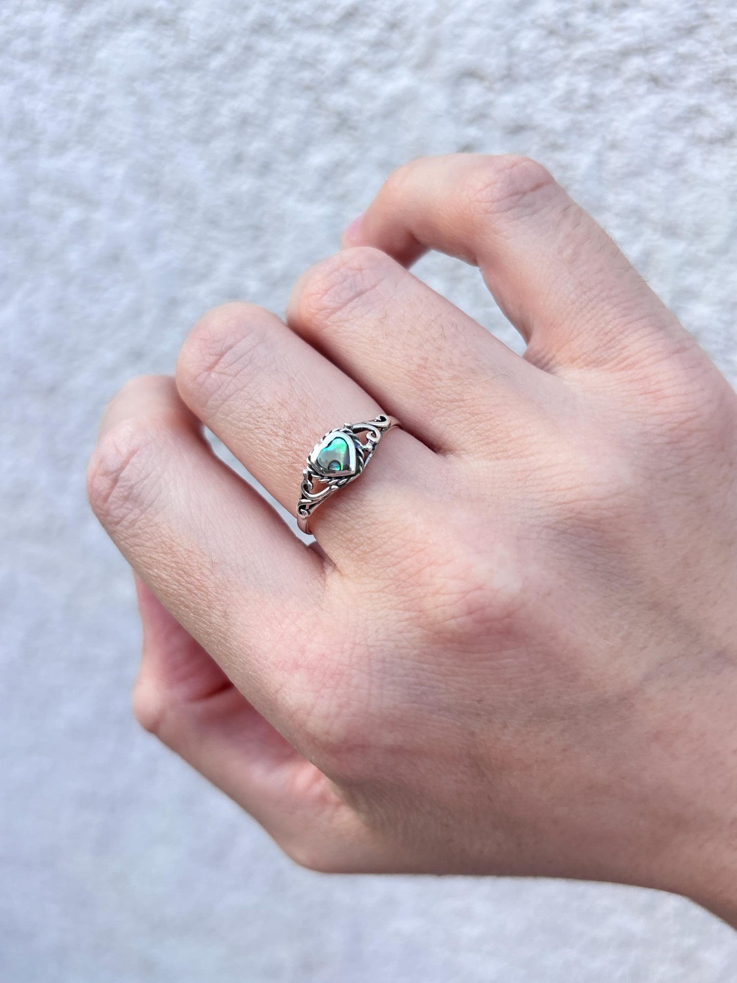 Heart Abalone Shell Ring, 925 Sterling Silver Ring, Ocean Inspired Jewelry, Beach Lover Gift, Boho Ring, Coastal Jewelry, Natural Shell Ring