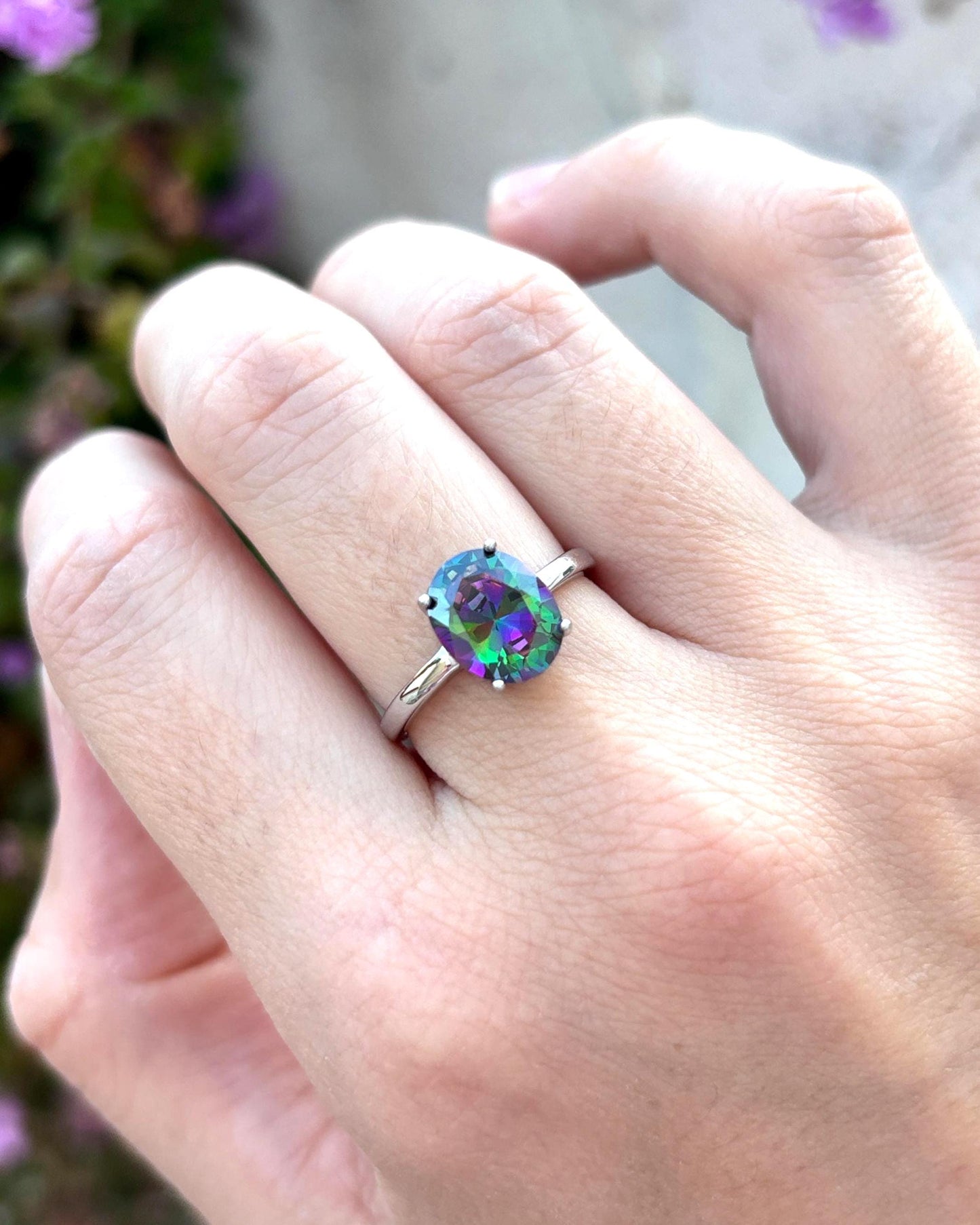 Mystic Topaz Ring 925 Sterling Silver, Rainbow Topaz Ring, Celestial Ring, Galaxy Ring, Color Changing Stone Ring, Gift for Her